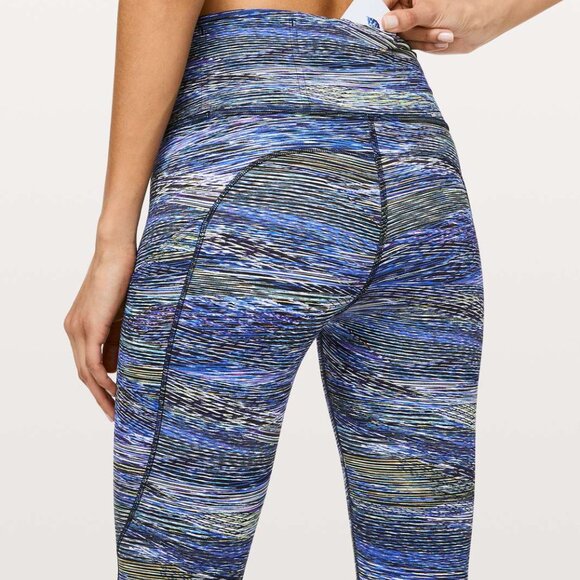 Lululemon Fast and Free Tight II 25" Non-Reflective Interconnect Blue size 6 - Picture 2 of 7